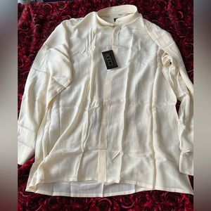 Vintage Bocci Mens 100% Silk Pale Yellow Shirt Size XL